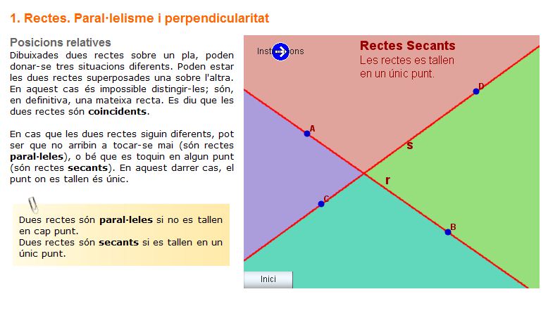 Posició relativa de dues rectes | Recurso educativo 45762