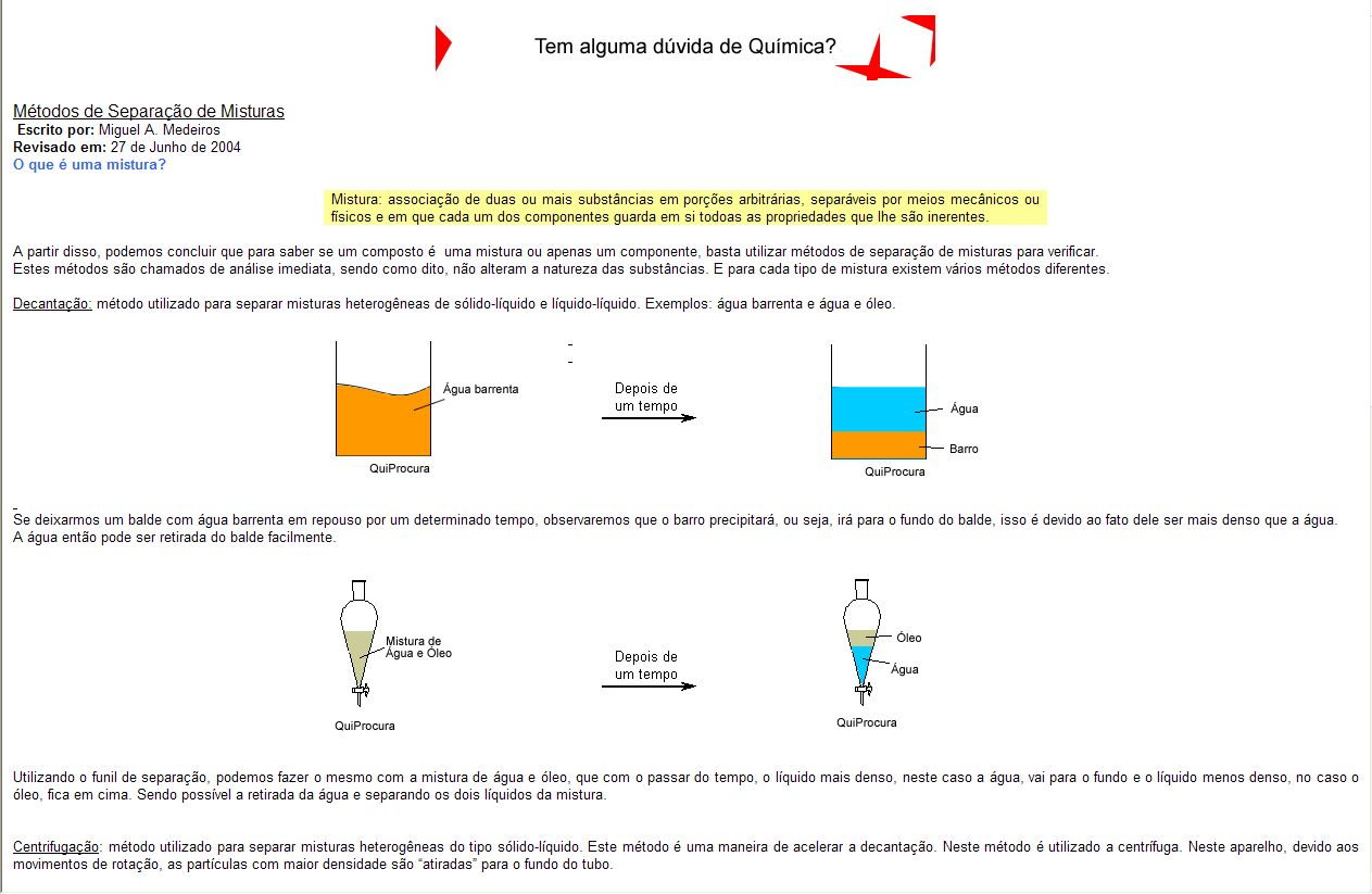 Métodos de Separação de Misturas | Recurso educativo 34016